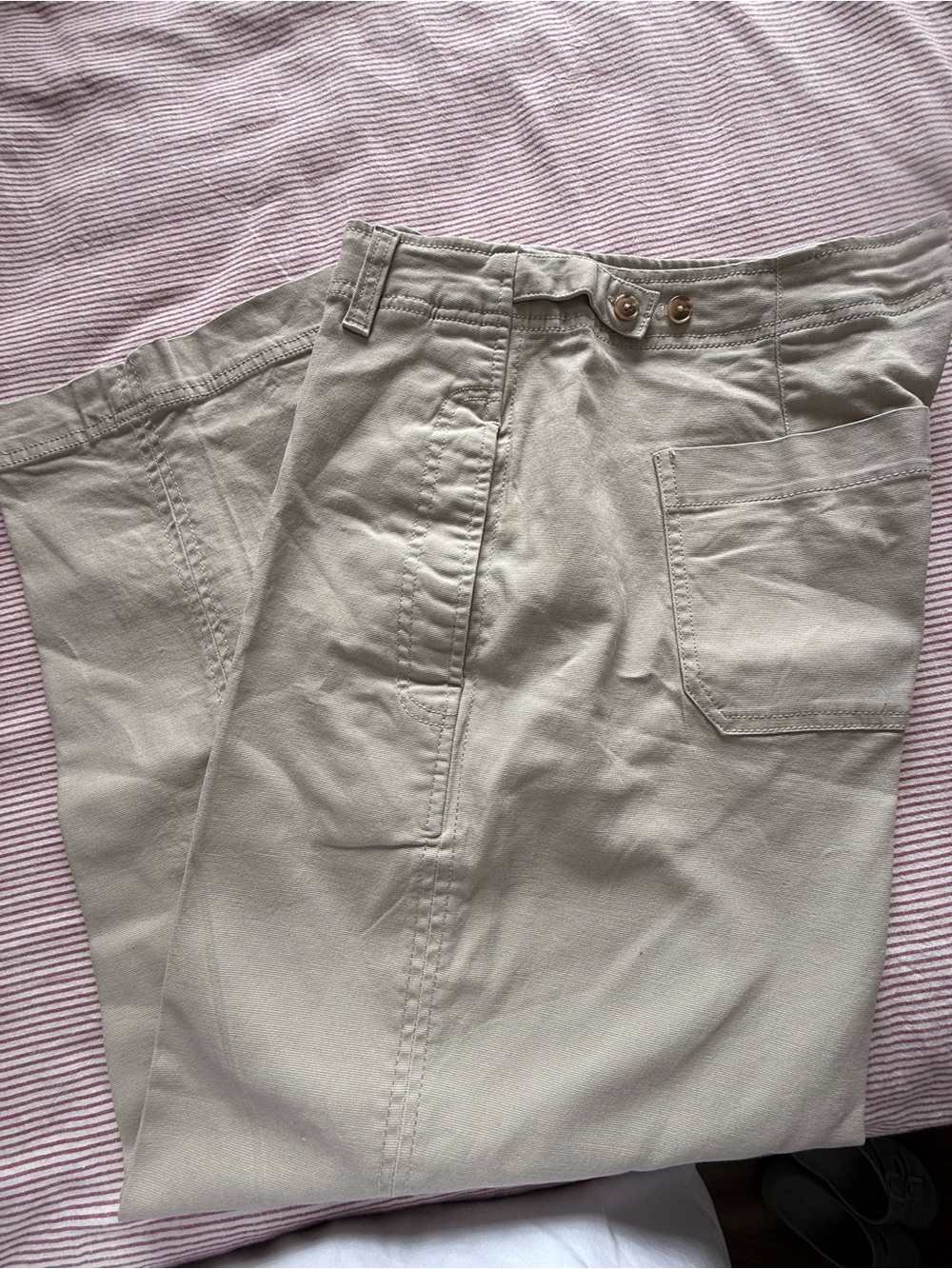 Old Navy Light Khaki Wide-Leg Utility Pants